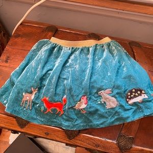 Mini Biden fall/winter velvet woodland animals skirt 7-8
